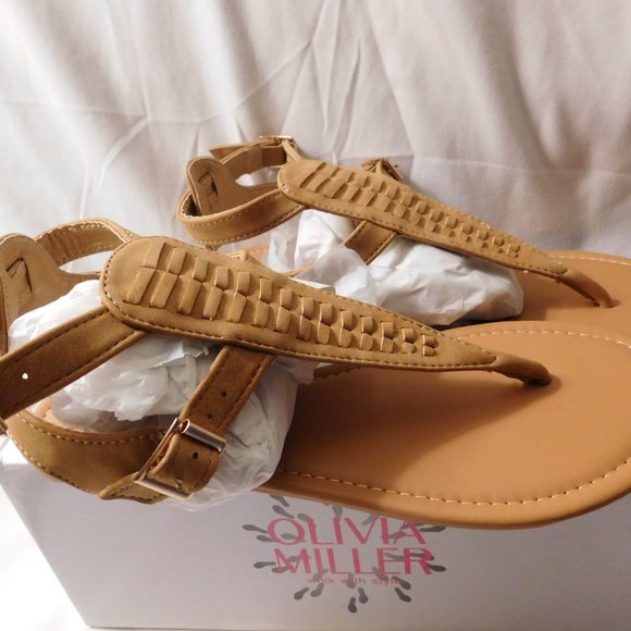 Olivia Miller Sandals Size 7 Cognac New in Box - Picture 3 of 6